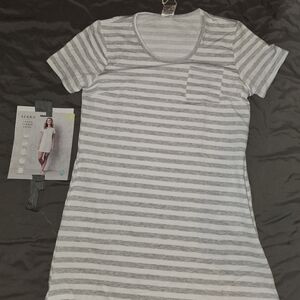 Serra Gray and White Striped Dress